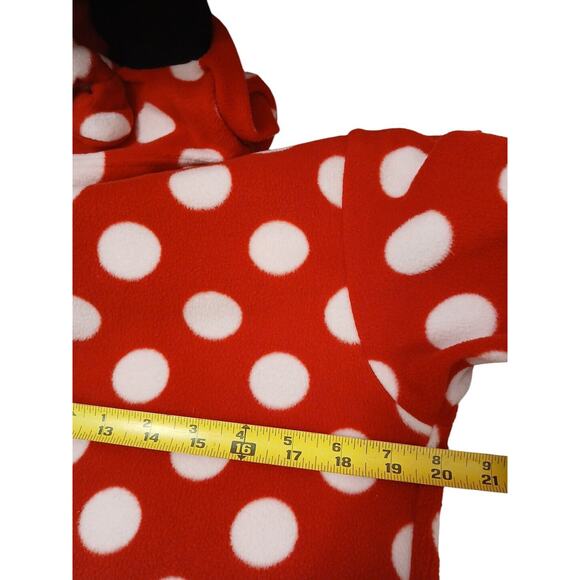 DISNEY Minnie Mouse JUMPSUIT Women's Sz M RED White Polkadot Hoodie HALLOWEEN PJ - Picture 11 of 15
